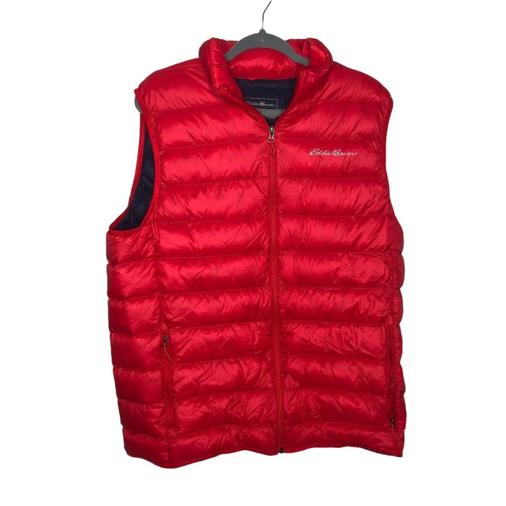 Eddie Bauer Mens Down Vest 650 Down Fill Red Size Large Tall EB650 Packable